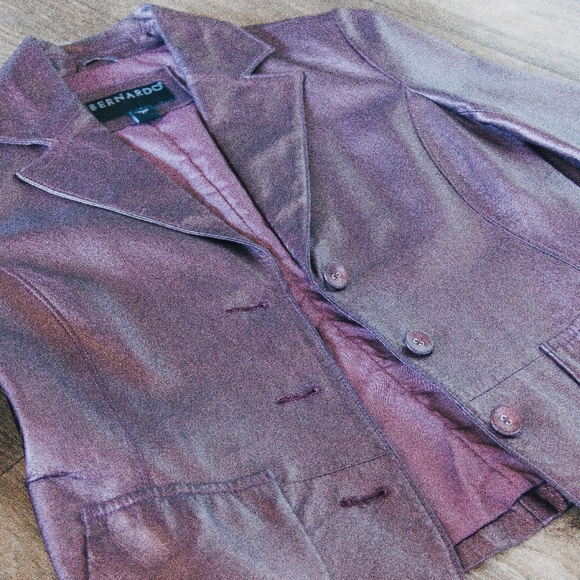 Bernardo Metallic Leather Purple Blazer - Picture 5 of 7